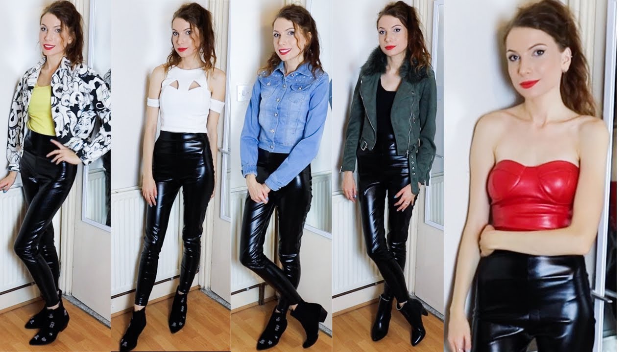 How To Style Croc Print Faux Leather Leggings / Shiny Liquid Pants Lookbook  