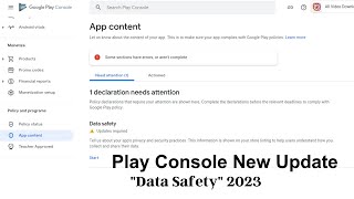 Google Play Console New Update Data Safety | Solved