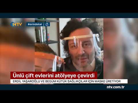 Erdil Yaşaroğlu-Begüm Kütük çifti evinde maske üretiyor