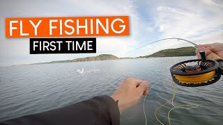 My FIRST time FLY fishing! SEA TROUT in the net!