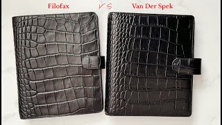 COMPARISON | Filofax Classic Croc A5 Organizer: Ebony VS Van Der Spek Manager A5 35mm: Nero Croco
