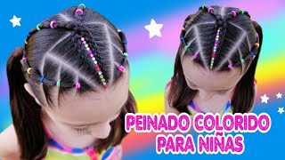 PEINADO COLORIDO PARA NIÑAS  FÁCIL & BONITO 