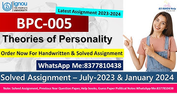 BPC-005 Theories of Personality |Solved Assignment 2023-24 |Handwritten Assignment |2023-2024