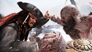 JACK SPARROW Johnny Depp in God of War VS Kratos Boss Fight! (God of War PC Mod)