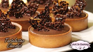 Recette de Tartelettes au Chocolat, Praliné et Tuiles de Grué de Cacao