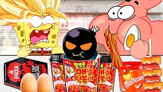 Download Lagu SpongeBob Patrick Pororo Tteokbokki Mukbang 스폰지밥 뚱이 뽀로로 떡볶이 먹방 원칩 몰티져스 챌린지 다다다 Whitty 위티 MP3