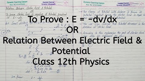 Relation between Electric Field and Potential, Chapter 2, Electrostatic Potential, Class 12 Physics