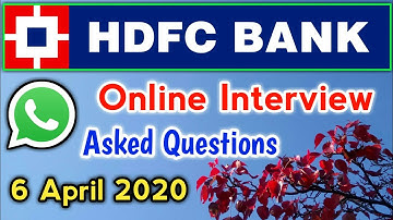 HDFC BANK 📱Online Interview Asked Questions 2020 | HDFC BANK Vacancy 2020 | Future Bankers Program |