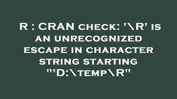 R : CRAN check: 
