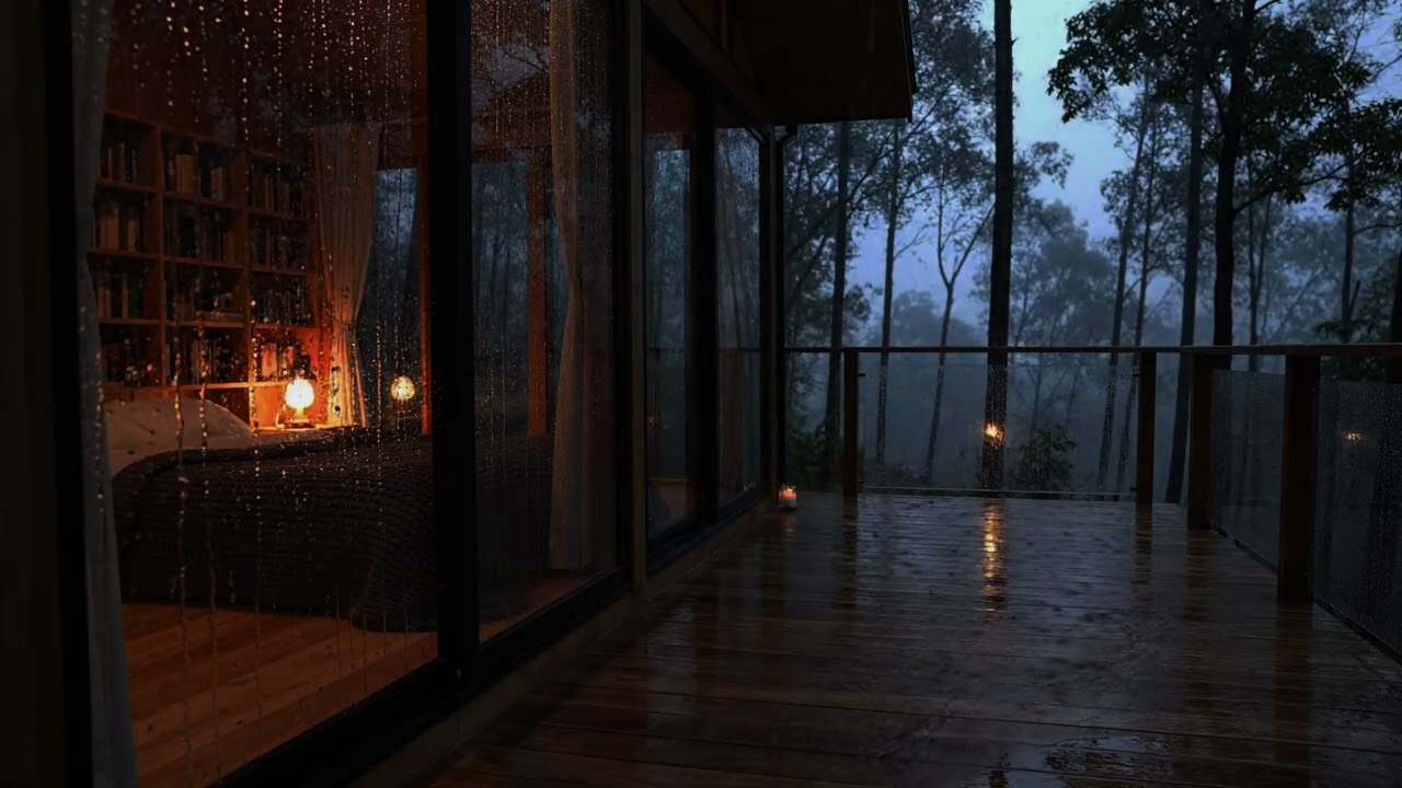 Forest Rainstorm in Total Darkness | ASMR Heavy Rain for Insomnia