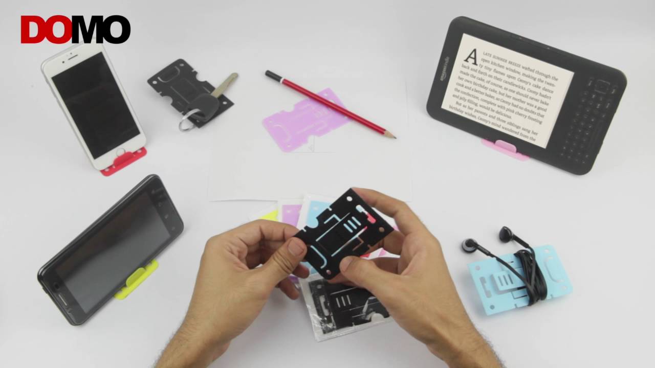 DOMO nMount T1 Wallet Gadget Phone & Tablet Stand Wire Wrap Keychain Protractor Ruler Scale