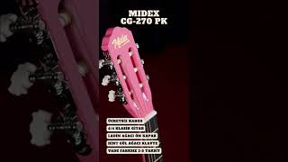 Midex Cg-270Pk Pembe Renk Klasik Gitar 4 4 Yetişkin Boy Sap Ayarlı Full Set