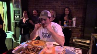 Eating Contest | Jamie The Bear McDonald & The Toasted Owl Chicken Wing Eating Contest
Off the top of my head there arent any other foods I enjoy watching Jamie eat more than chicken wings. Its strangely hypnotic and insanely incredible to watch The Bear plow through a plate of wings in the time it takes most to eat two or three.
On April 3rd, 2013 The Toasted Owl in Northampton, Massachusetts hosted a chicken wing eating contest just two months after Jamie won the 21st annual Wing Bowl by devouring 287 wings. Eaters had 10 minutes to eat as many chicken wings as possible to advance to the finals later in the month.
When it was all said and done, Jamie came out on top with 75 wings in 10 minutes! Thats 7.5 chicken wings per minute! Whats scary is that he could very easily have eaten more but with the closest competitor no where near him he slowed down a bit.
Anyway, enjoy the video and please make sure to give it a thumbs up and subscribe.
www.jamiethebearmcdonald.com
Royalty Free Music by http://audiomicro.com/royalty-free-music
Music Credit -
Title: Glitter Ball
Artist: RichCavaginCarey Eating Contest | Jamie The Bear McDonald & The Toasted Owl Chicken Wing Eating Contest