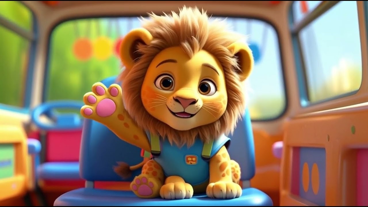 happy animal friends on a colorful bus ride! 🦁🐘🐵