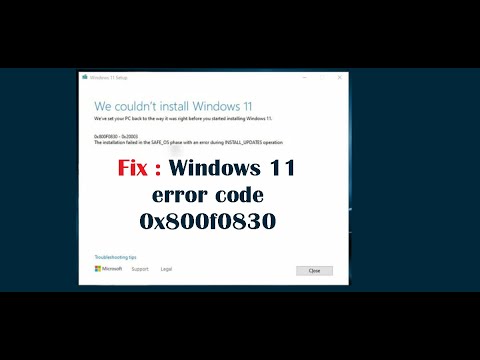 Fix : Windows 11 error code 0x800f0830