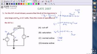 GATE 2007 ECE Operating mode of given BJT circuit