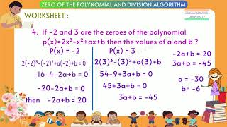 Zero of the Polynomial and Division Algorithm - Worksheet: Level2 - 8 || Class - 9 || AP & TS ||