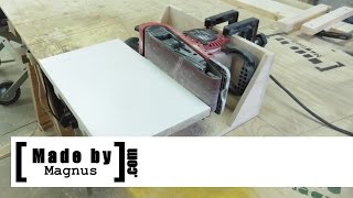 A belt sander can be very versatile, especially if you mount it to a workbench and add a small table in front of the belt. This table/