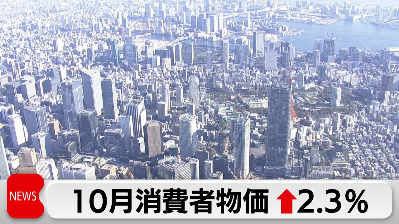 コメ過去最大の伸び率 10月の消費者物価指数は前年比↑2.3％ 上昇幅は 