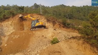 Scary and Difficult  Work-Sany Excavator Cutting Hill-Hilly House Construction