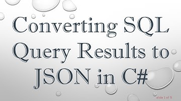 Converting SQL Query Results to JSON in C#