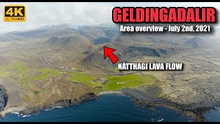 Nátthagi Valley filling up - Area overview | Geldingadalir Volcano Iceland | 4K Drone Footage