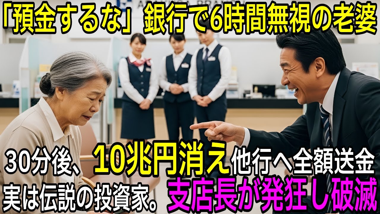 「うちで預金するな」と銀行で6時間放置され、窓口を閉められた老婆。その直後、10秒ごとにライバル銀行へ送金し続けた結果…10兆円が消え支店長が発狂w