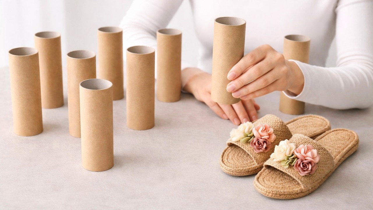 Смотрите, как я сделала тапочки из рулонов туалетной бумаги! 2 идеи для поделок!