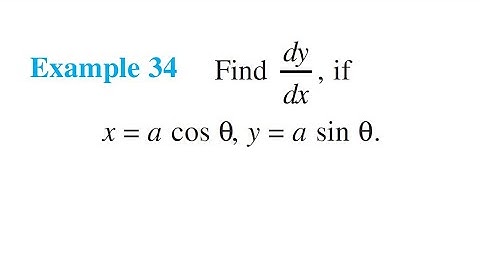 Example 34 Find dy dx if x = a cos θ y = a sin θ. || Example 34 chapter 5 class12 math