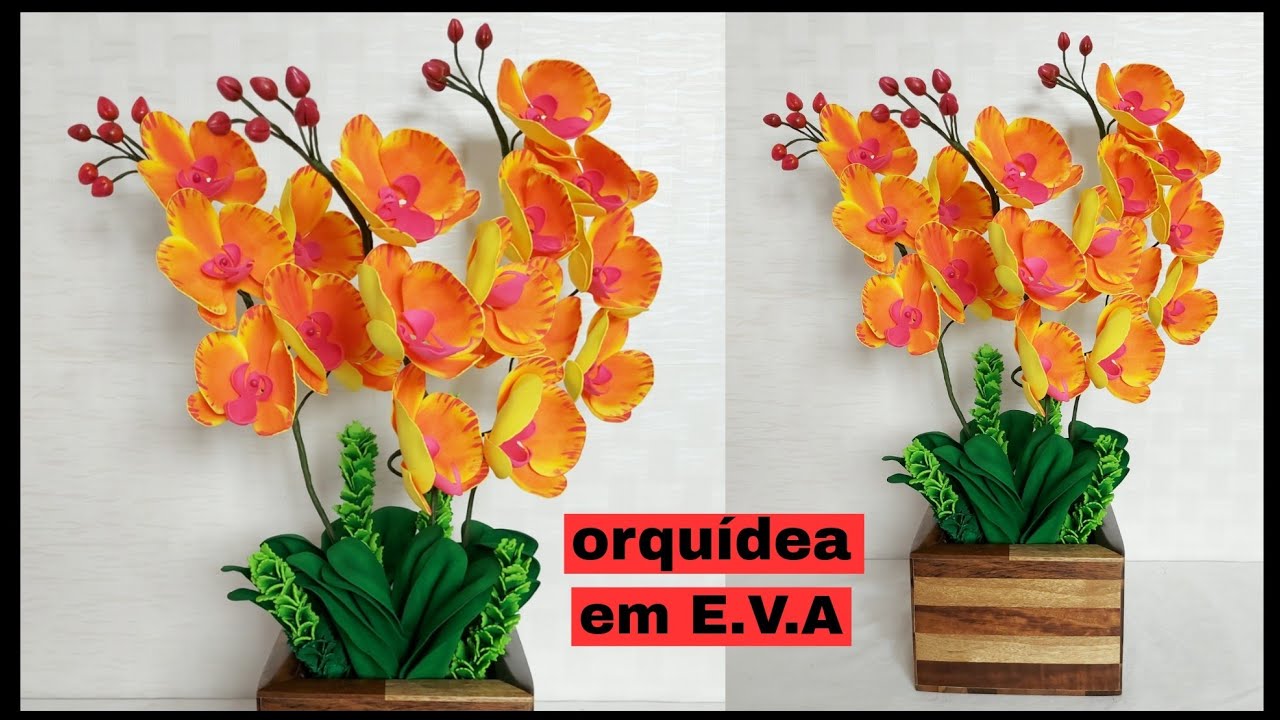 Arranjo de orquídeas phalaenopsis em E.V.A, sem frisador.