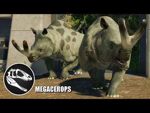 2 Megacerops vs Ceratosaurus, Carnotaurus & Tyrannosaurus Rex - JWE 2 Mods (4K 60FPS)