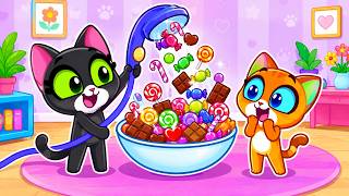 Too Much Candy 🍬🍭 Learn Healthy Food Habits with Leo and Lucy 🐈‍⬛ 💜