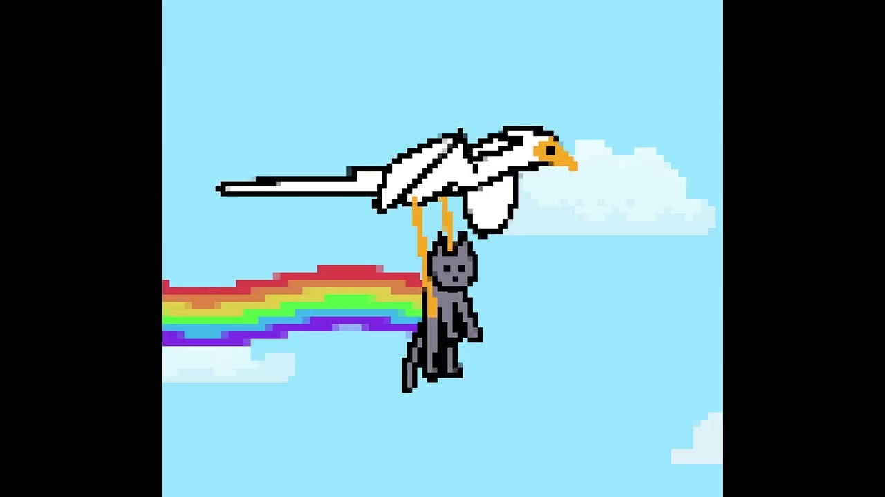 Nyan cat but make it FLOW 🐈‍⬛ featuring Secretarybird and Cat