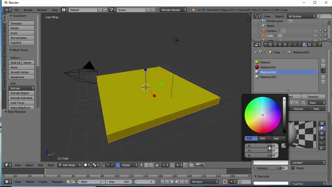 Change The Size And The Colour Of An Object In Blender Youtube