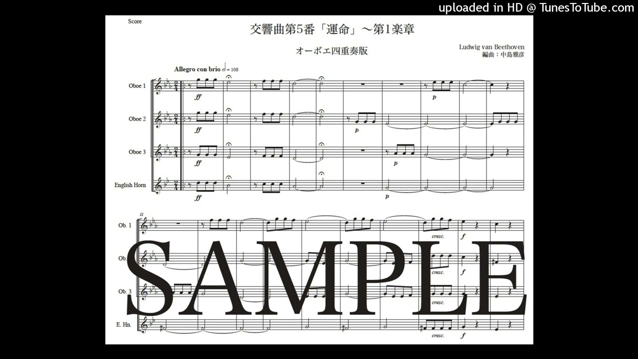 ベートーヴェン「交響曲第5番『運命』〜第1楽章」オーボエ四重奏版
