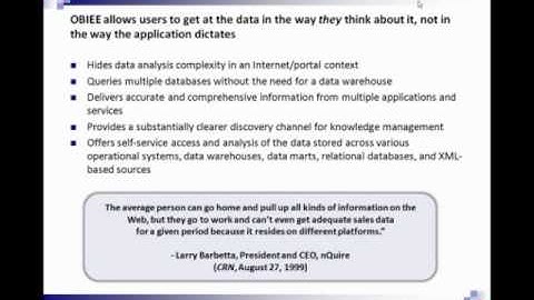 OBIEE Architecture and History: Performance Architects How To