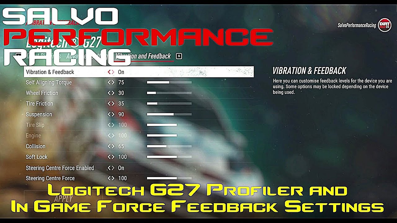 Tempel visdom hage Logitech G27 Profiler and In Game Force Feedback Settings for Dirt 2.0 -  YouTube