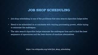 Tabu Searching Algorithm