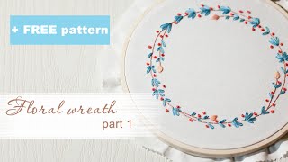 Floral wreath embroidery hoop art tutorial for beginners (part 1)