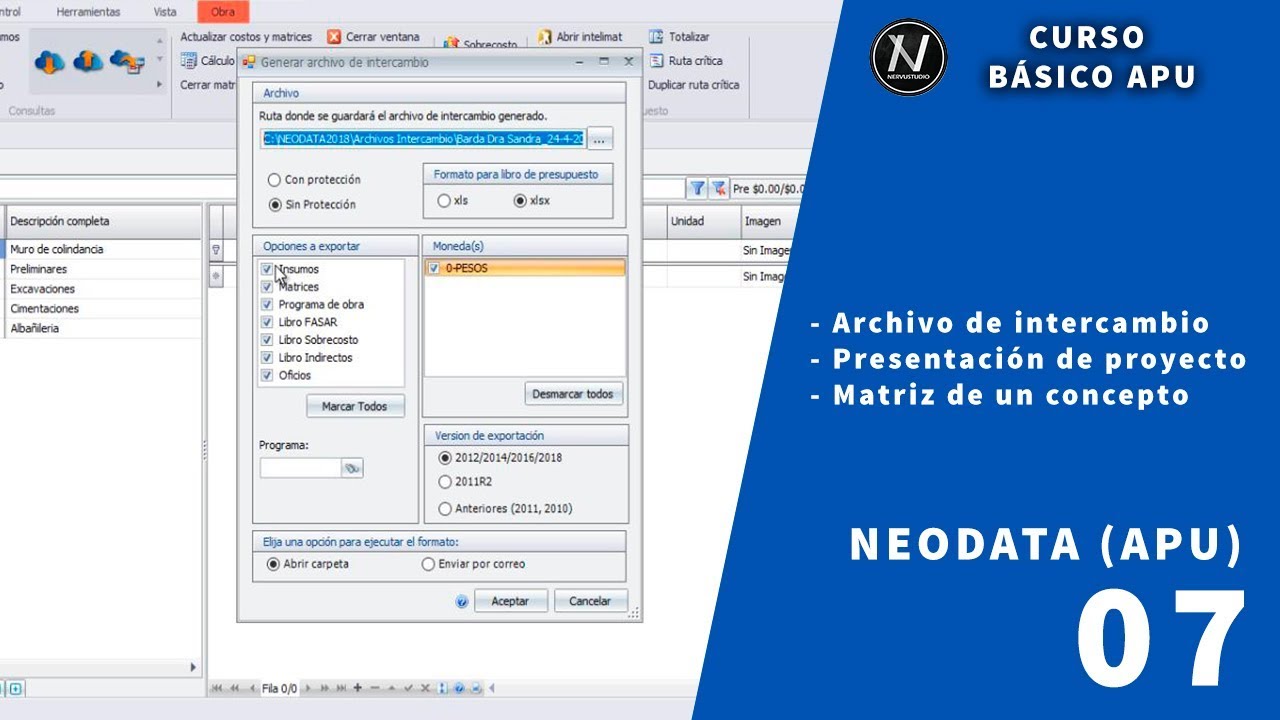Curso básico de APU con Neodata_Crear archivo de intercambio y Matriz ...