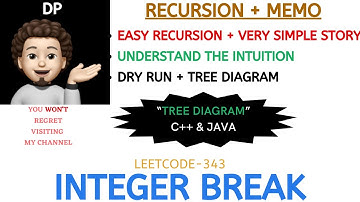 Integer Break | Tree Diagram | Recursion | Memoization | AMAZON | Leetcode - 343