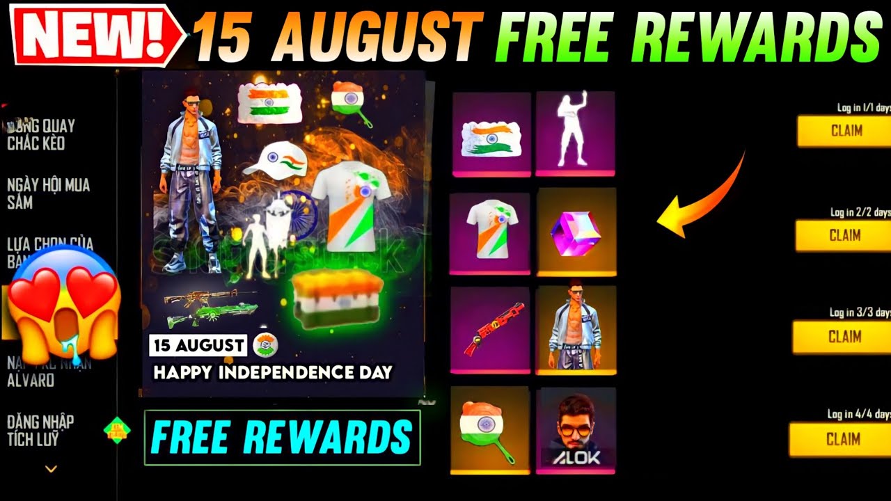 15 August Event Free Fire | How to claim free rewards in 15 August Event | free fire new event
