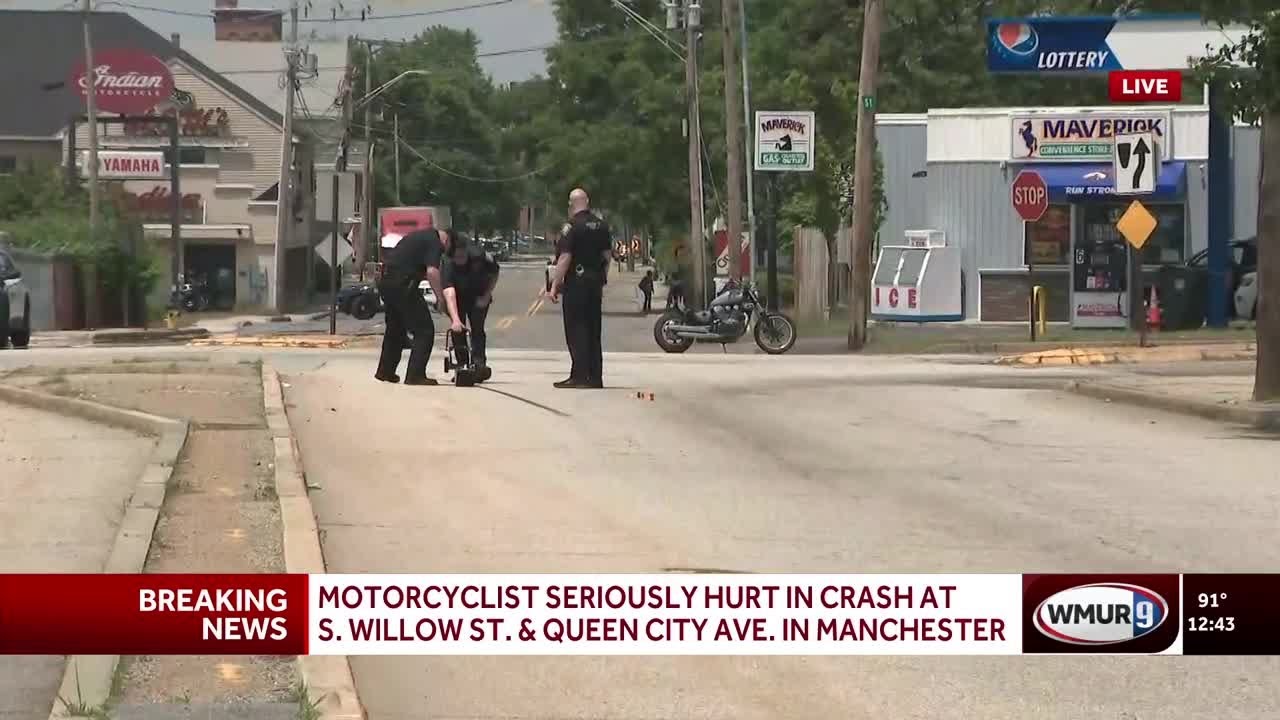 Motorcyclist seriously hurt in crash in Manchester - YouTube