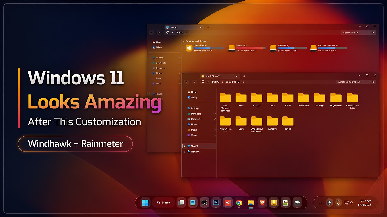 Windows 11 Looks Amazing After This Customization | Windhawk + Rainmeter