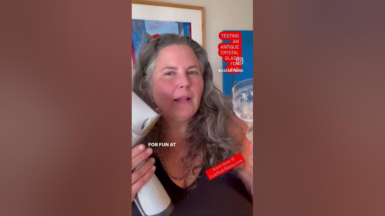 Testing an antique crystal glass for Lead. More info on Lead Safe Mama