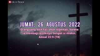 Story WA Rohani Hari Jumat, 26 Agustus 2022 - Firman Tuhan hari ini // Story WA Lagu Rohani Kristen