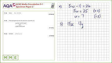 GCSE Maths AQA Foundation Specimen Paper 2 - Q8 Forming and solving equations