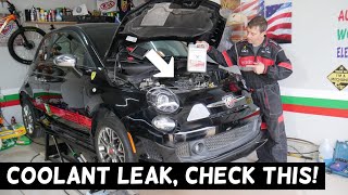 FIAT 500 COOLANT LEAK, FIAT 500 ABARTH LEAKING COOLANT ANTIFREEZE