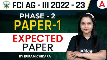 Expected Paper FCI AG 3 2022-23 PHASE-2 PAPER-1 English by Rupam Chikara