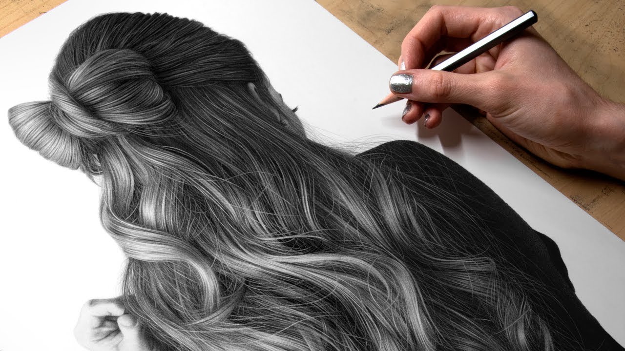 Cabelo desenho  Realistic hair drawing, How to draw hair, Realistic  drawings